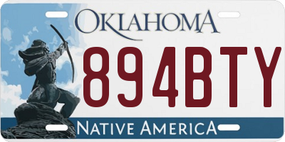 OK license plate 894BTY
