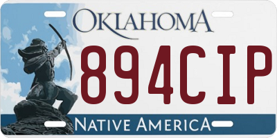 OK license plate 894CIP