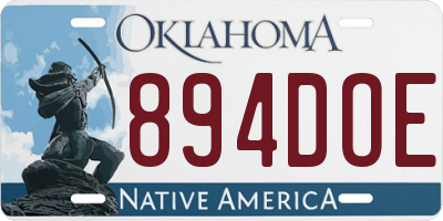 OK license plate 894DOE