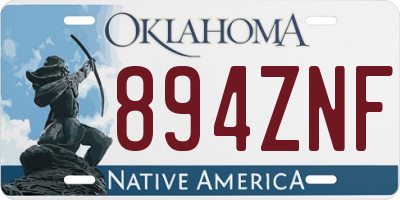 OK license plate 894ZNF