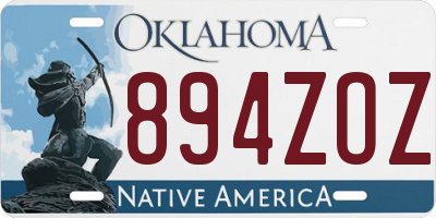 OK license plate 894ZOZ