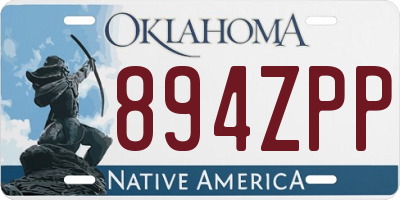 OK license plate 894ZPP