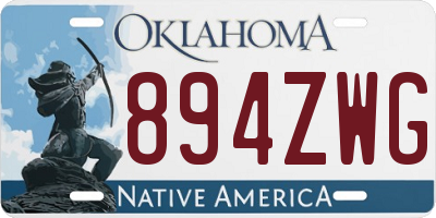 OK license plate 894ZWG