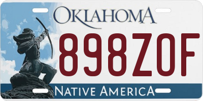 OK license plate 898ZOF