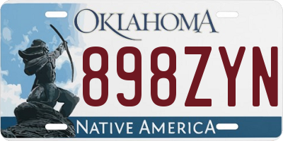 OK license plate 898ZYN
