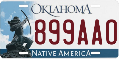 OK license plate 899AAO