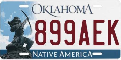 OK license plate 899AEK