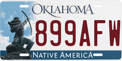 OK license plate 899AFW