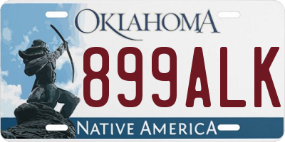 OK license plate 899ALK