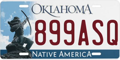 OK license plate 899ASQ