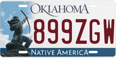 OK license plate 899ZGW