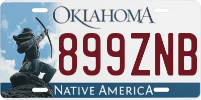 OK license plate 899ZNB