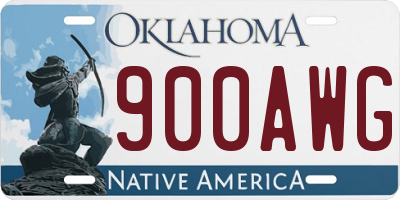 OK license plate 900AWG