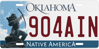OK license plate 904AIN