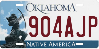 OK license plate 904AJP