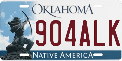OK license plate 904ALK