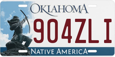OK license plate 904ZLI