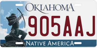 OK license plate 905AAJ