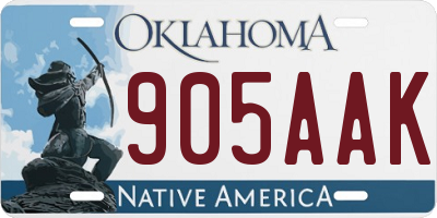 OK license plate 905AAK