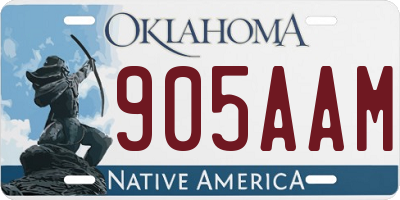 OK license plate 905AAM