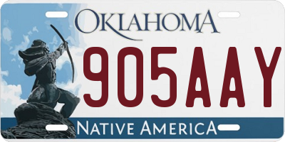 OK license plate 905AAY