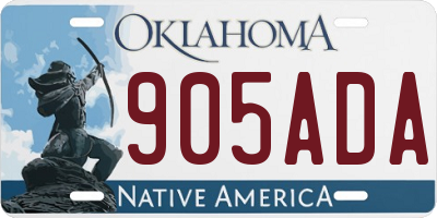 OK license plate 905ADA