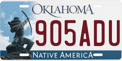 OK license plate 905ADU