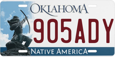 OK license plate 905ADY