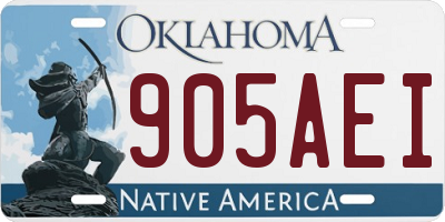 OK license plate 905AEI
