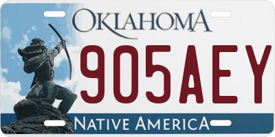 OK license plate 905AEY