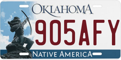 OK license plate 905AFY