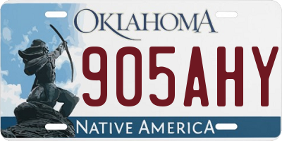 OK license plate 905AHY