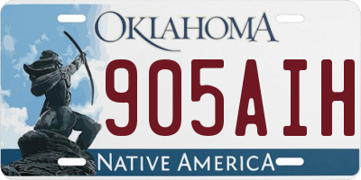 OK license plate 905AIH