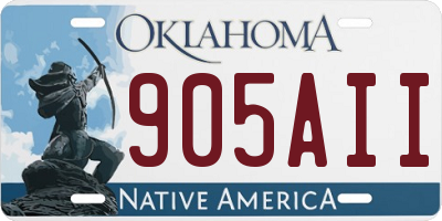 OK license plate 905AII