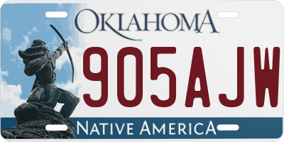OK license plate 905AJW
