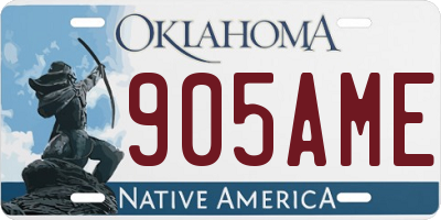 OK license plate 905AME