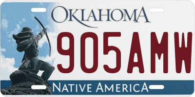 OK license plate 905AMW