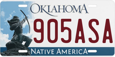 OK license plate 905ASA