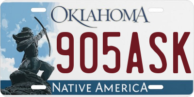 OK license plate 905ASK