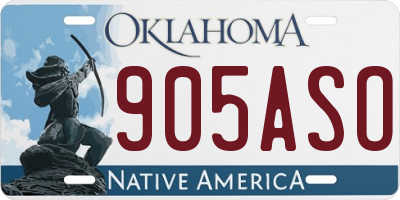 OK license plate 905ASO