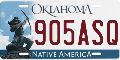 OK license plate 905ASQ