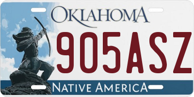 OK license plate 905ASZ