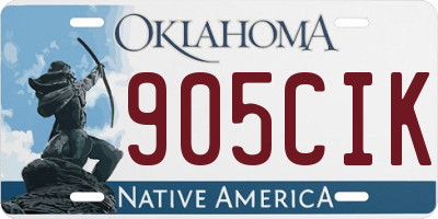 OK license plate 905CIK