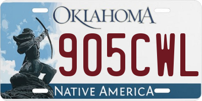 OK license plate 905CWL