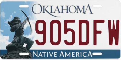 OK license plate 905DFW