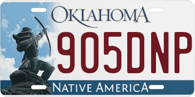 OK license plate 905DNP