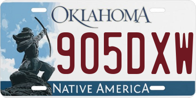 OK license plate 905DXW