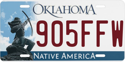 OK license plate 905FFW