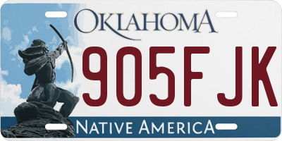 OK license plate 905FJK