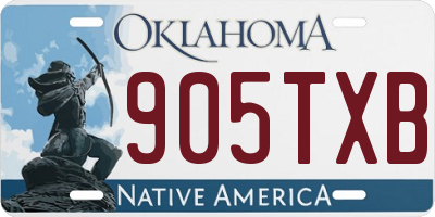 OK license plate 905TXB